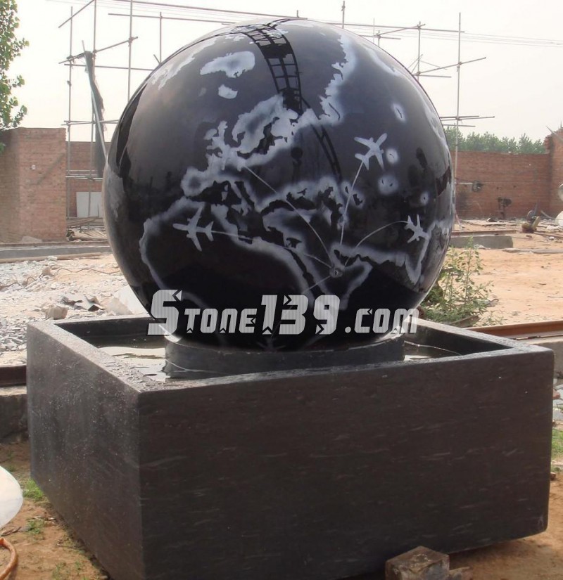 世界地球圖案的風水球石材