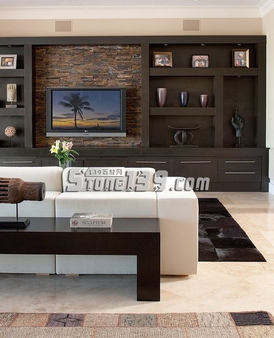 電視背景墻裝飾設計 不只一面石材墻壁這么簡單 電視背景墻