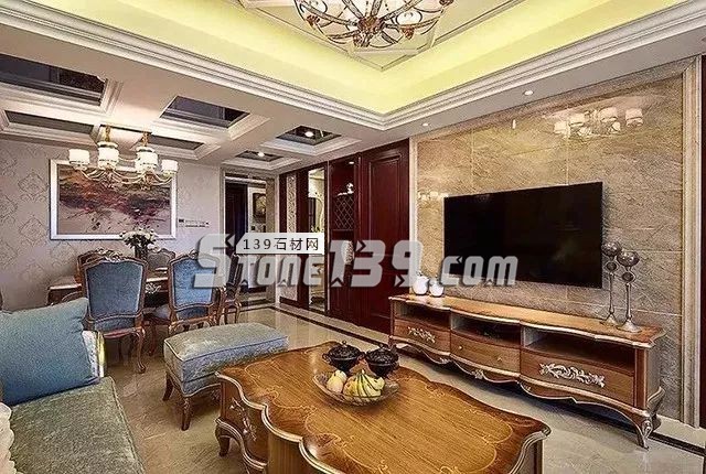 各種風格的石材電視墻讓人眼花繚亂