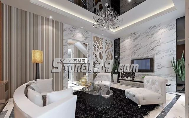 各種風格的石材電視墻讓人眼花繚亂