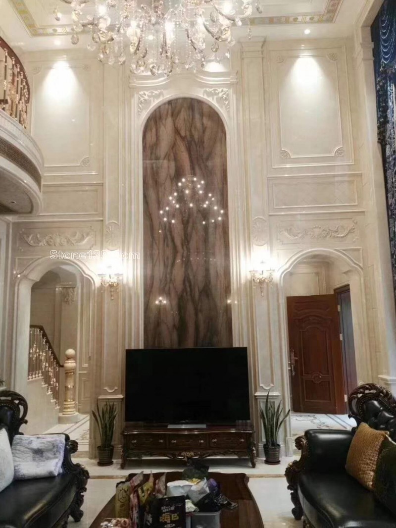 復式樓挑高躍層石材背景墻