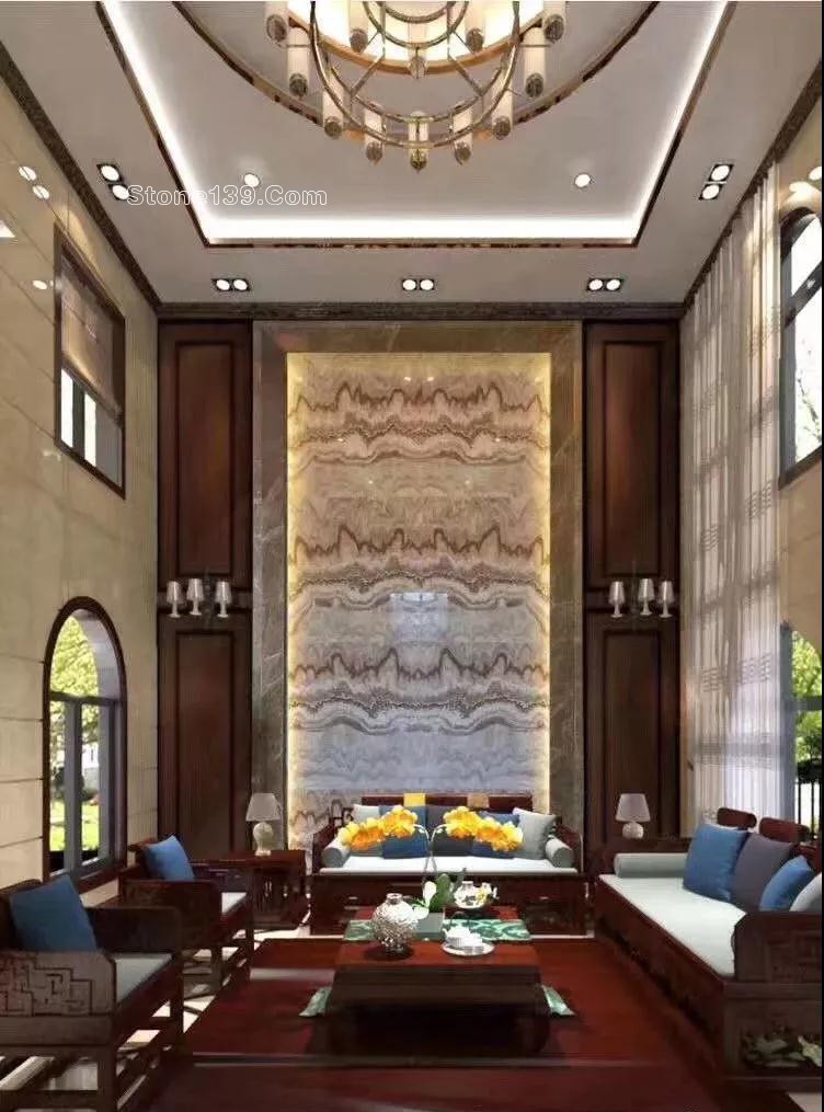 50款復式樓躍層挑高石材背景墻實景案例欣賞 復式樓挑高躍層石材背景墻