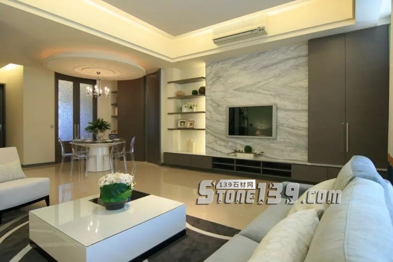 80后、90后年輕人鐘愛的大理石電視背景墻裝飾風格