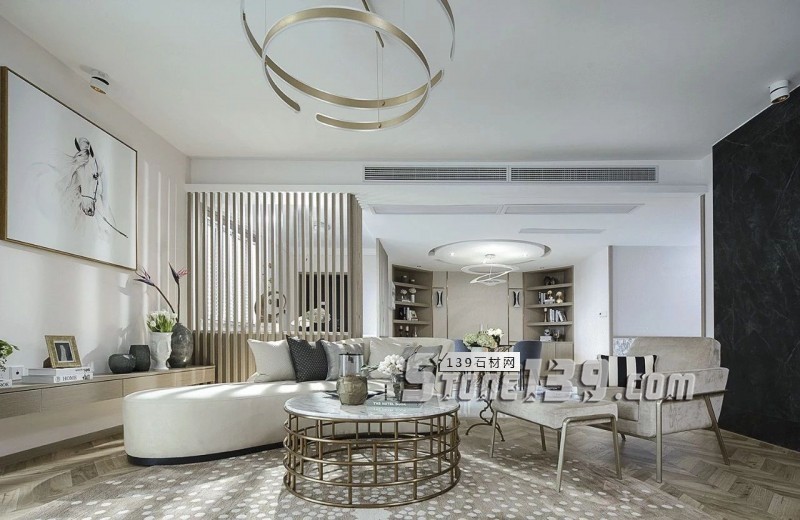 輕奢主義 | 大理石+黃銅鑲嵌設計裝飾應用