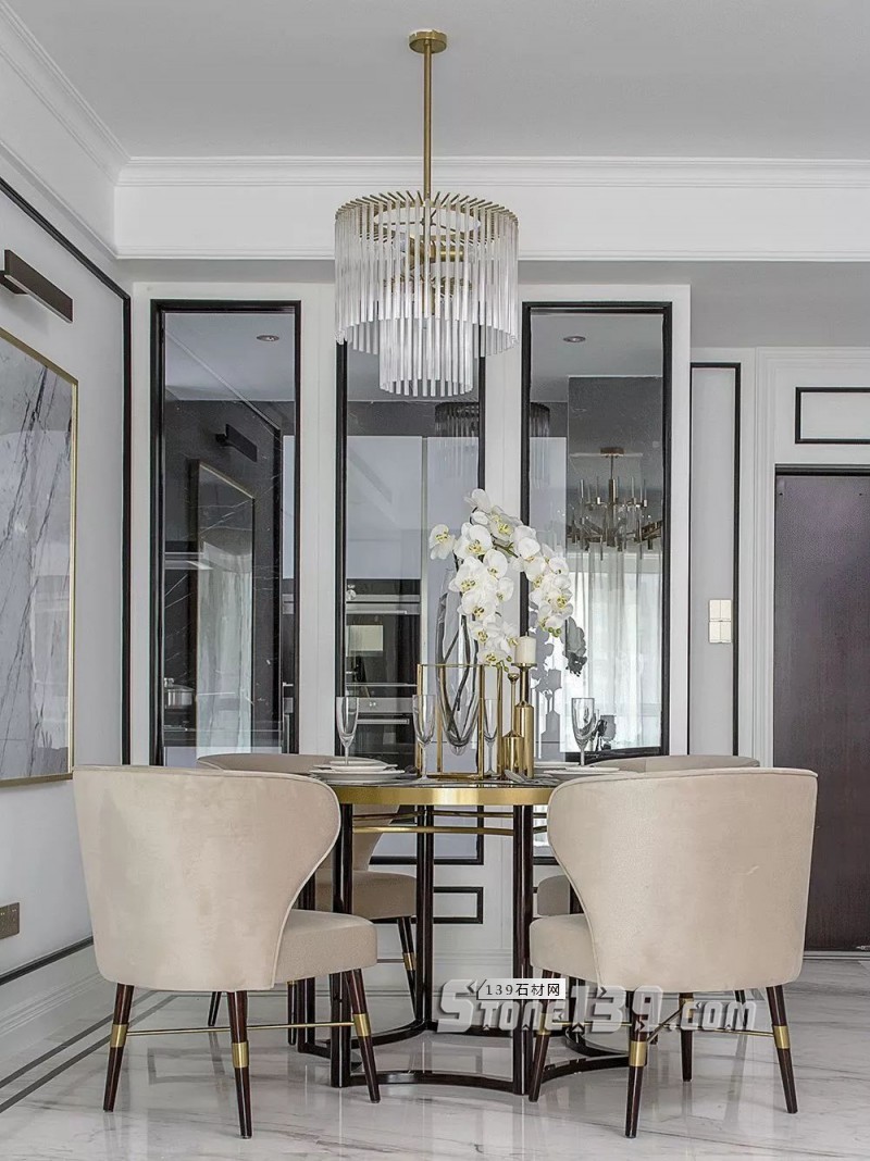 輕奢主義 | 大理石+黃銅鑲嵌設計裝飾應用