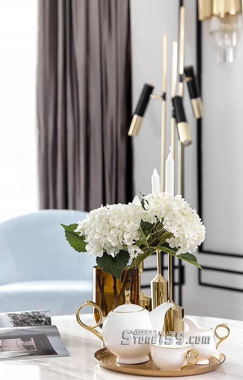 輕奢主義 | 大理石+黃銅鑲嵌設計裝飾應用