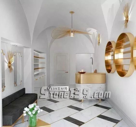 輕奢主義 | 大理石+黃銅鑲嵌設計裝飾應用