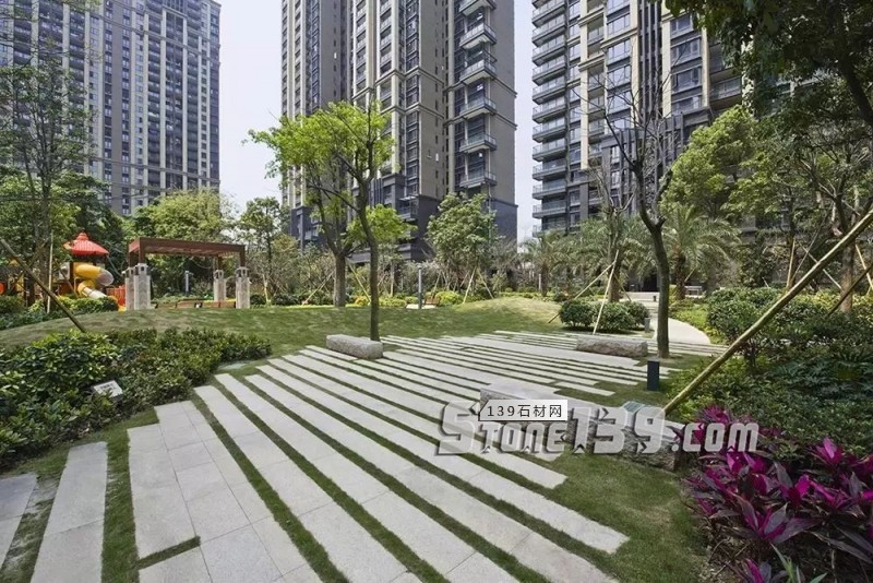 創意景觀設計,石材嵌草鋪裝惹人醉