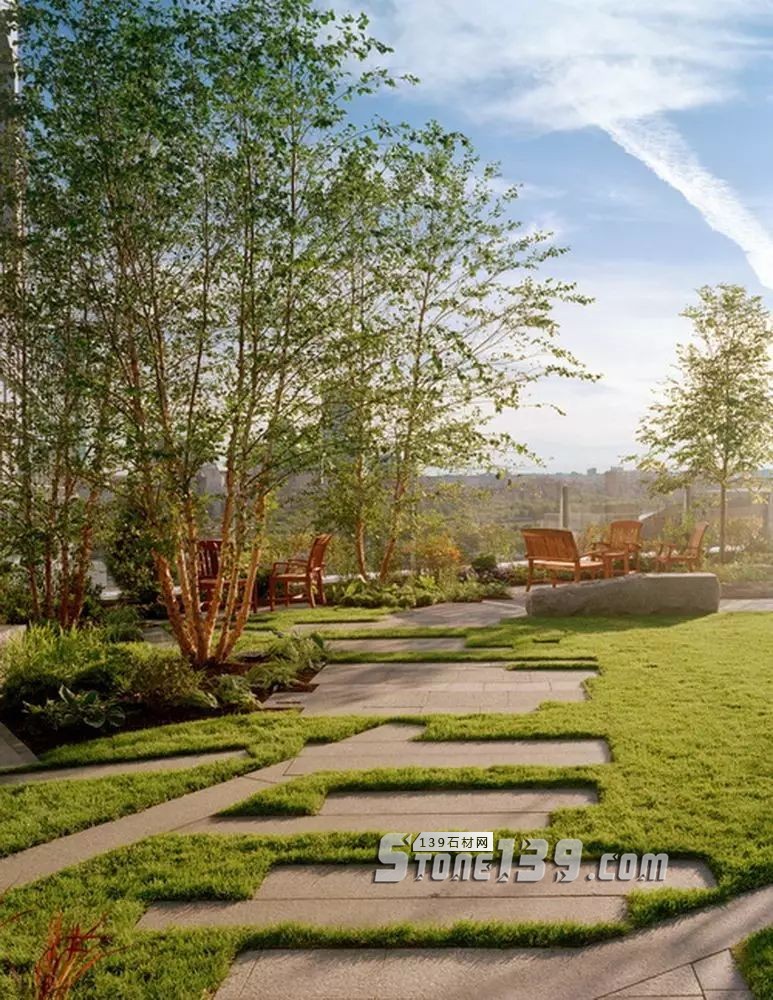 創意景觀設計,石材嵌草鋪裝惹人醉