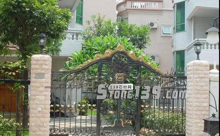 石材別墅大門 庭院石材大門柱實例拍攝欣賞 別墅庭院大門石材