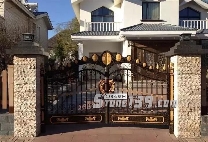 石材別墅大門 庭院石材大門柱實例拍攝欣賞 別墅庭院大門石材