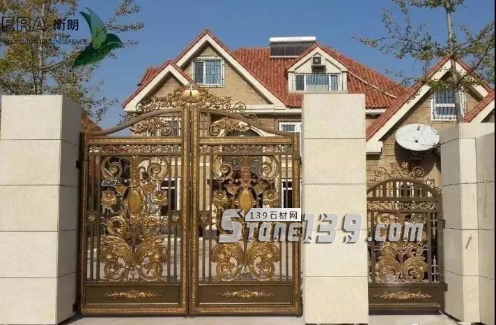 石材別墅大門 庭院石材大門柱實例拍攝欣賞 別墅庭院大門石材