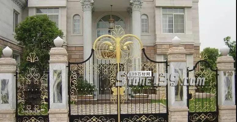 石材別墅大門 庭院石材大門柱實例拍攝欣賞 別墅庭院大門石材