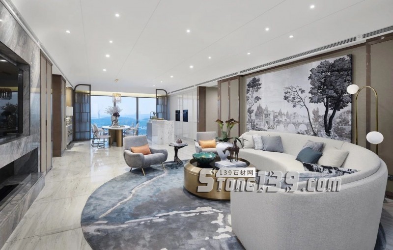 淺色大理石+黃銅，輕奢別墅裝飾 有質感有品味的生活