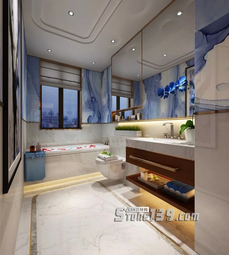 新中式東方韻味石材裝飾衛生間