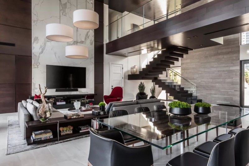 大理石裝飾的室內空間 黑白灰色經典國際范