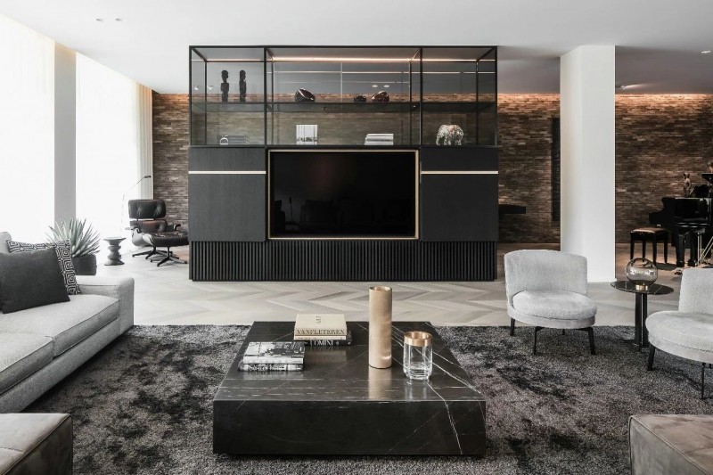 大理石裝飾的室內空間 黑白灰色經典國際范