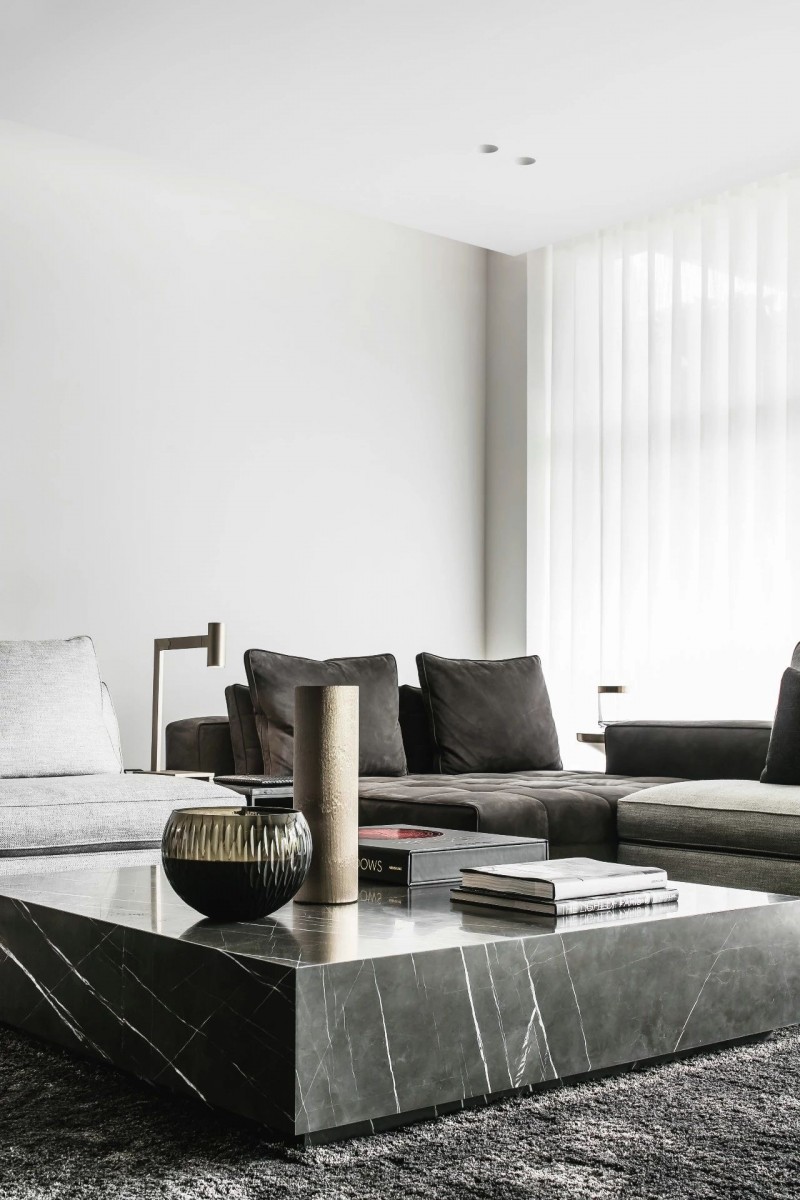 大理石裝飾的室內空間 黑白灰色經典國際范