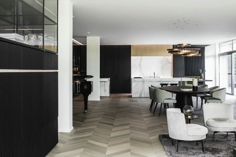 大理石裝飾的室內空間 黑白灰色經典國際范