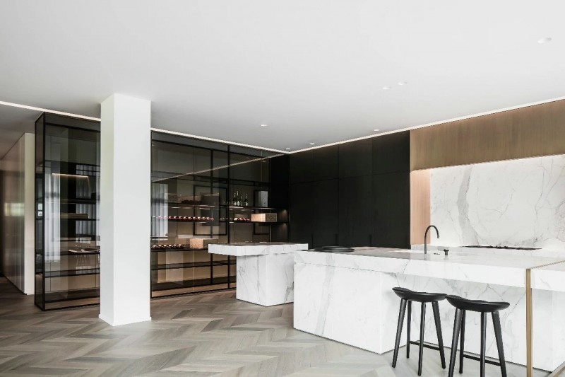 大理石裝飾的室內空間 黑白灰色經典國際范