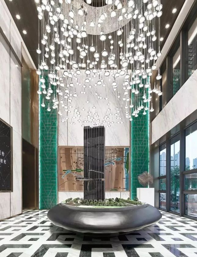 長沙綠白黑大理石設計裝飾案例