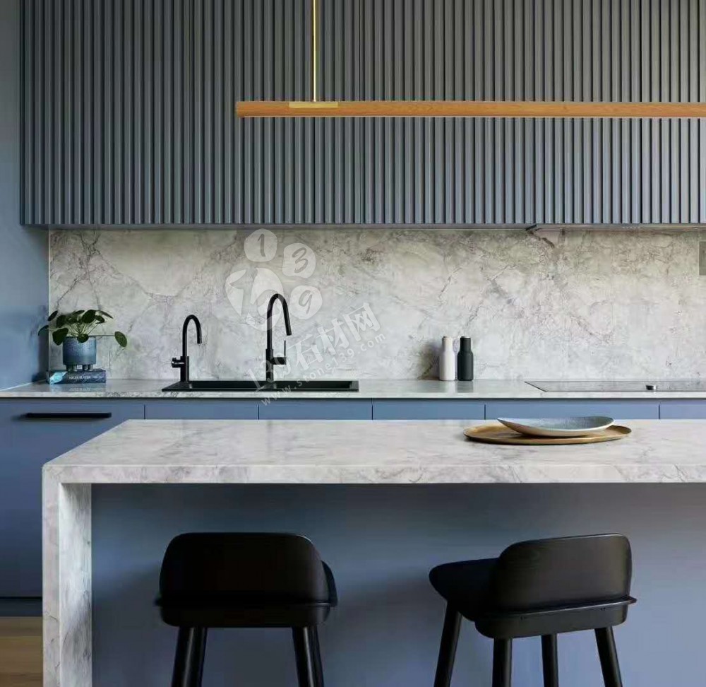 大理石案例Super white&魚肚灰