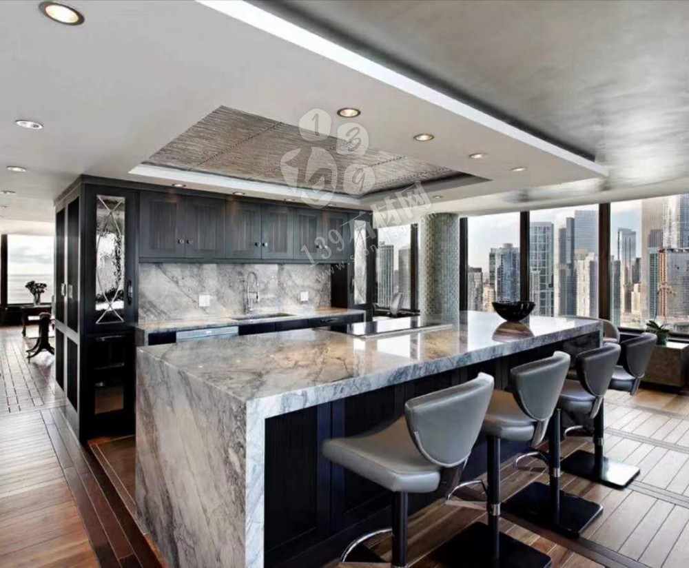 大理石案例Super white&魚肚灰