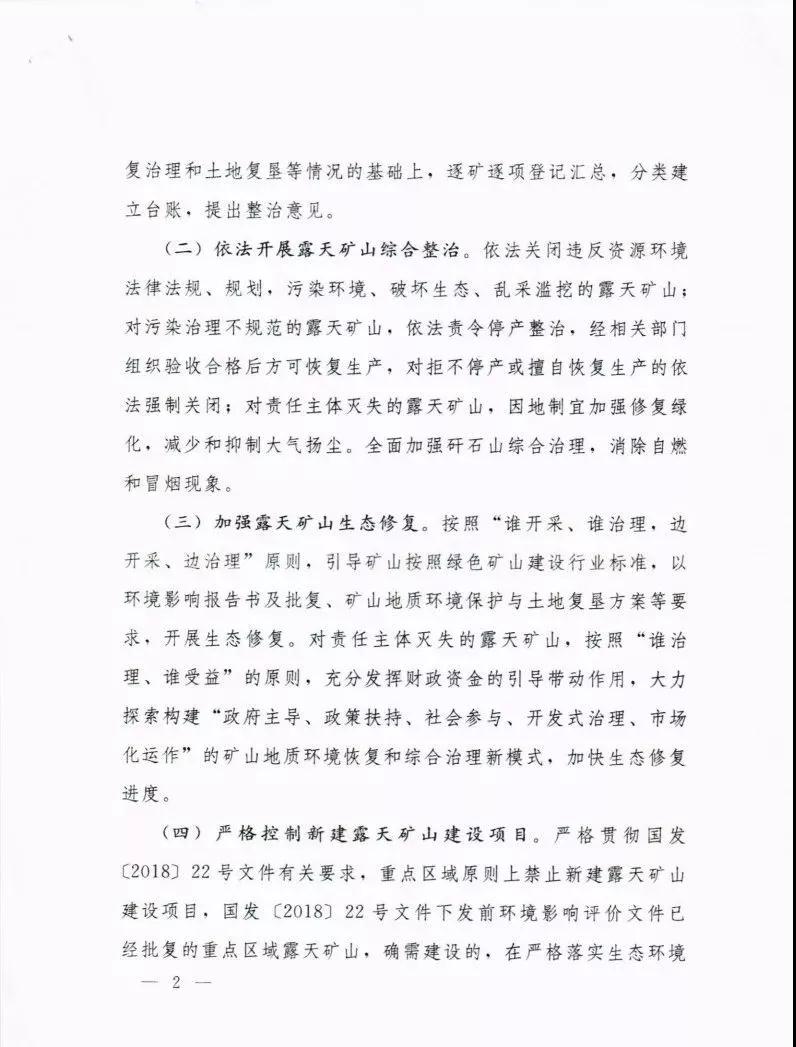 自然資辦函〔2019〕819號:《關于加快推進露天礦山綜合整治工作實施意見函》