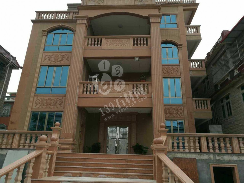 江西紅色花崗巖外墻別墅應用 彰顯尊貴就是要不一樣的紅（光澤紅映山紅）