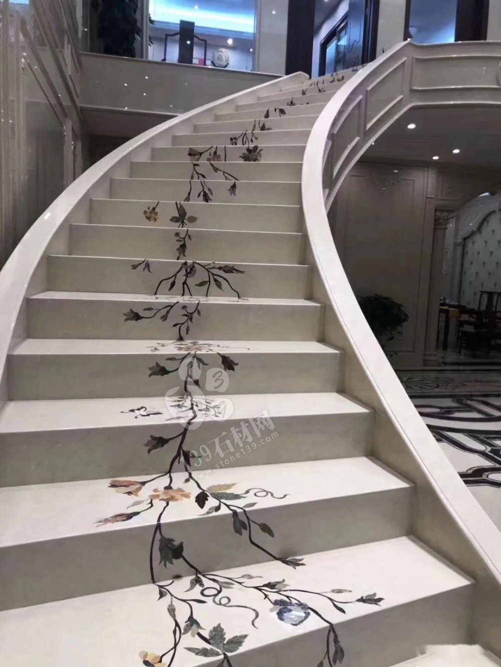 美呆了！大理石樓梯追紋（水刀拼花）效果制作工藝全流程介紹