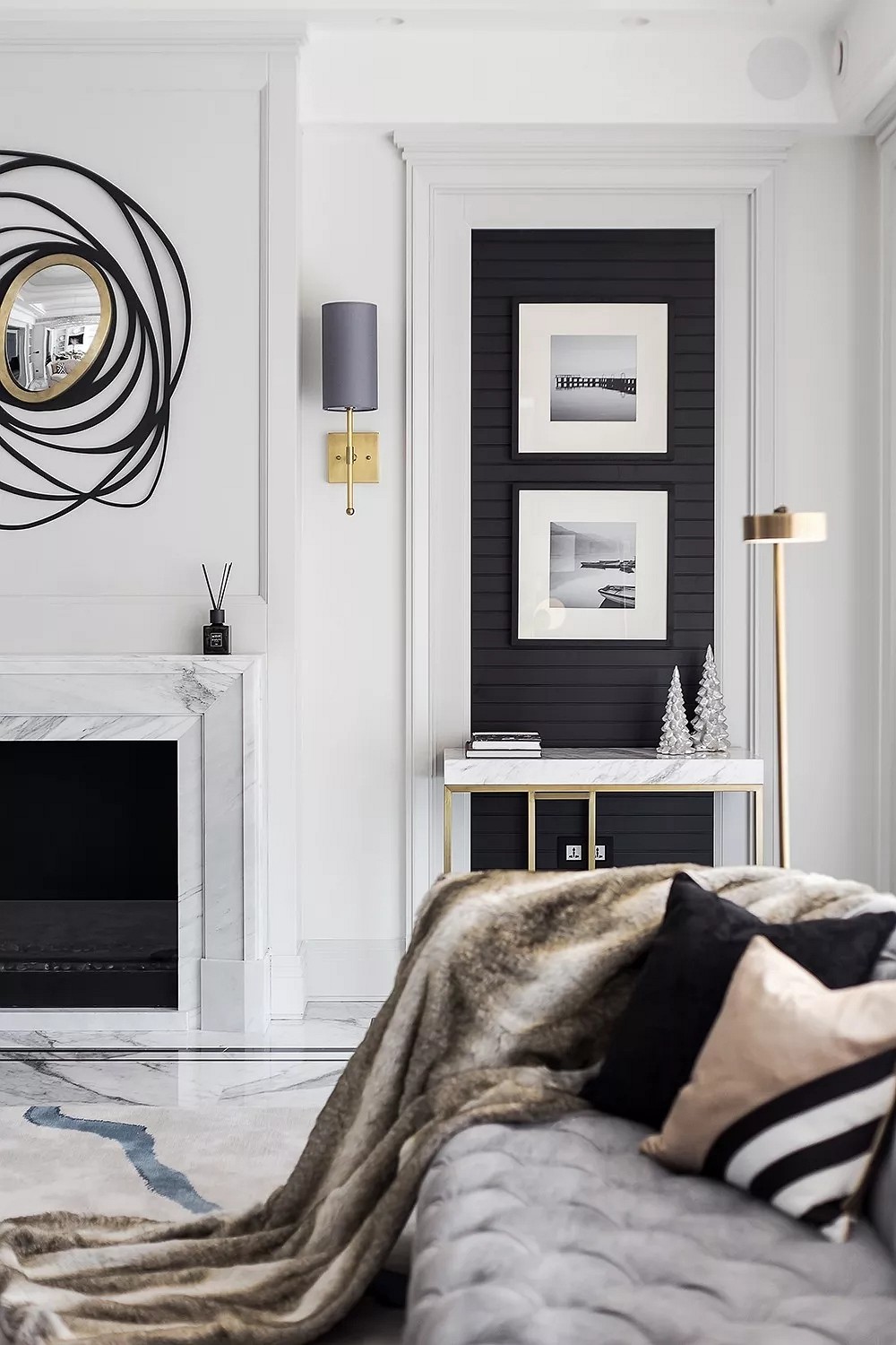 黑白大理石+金屬線，精致優雅的完美搭配