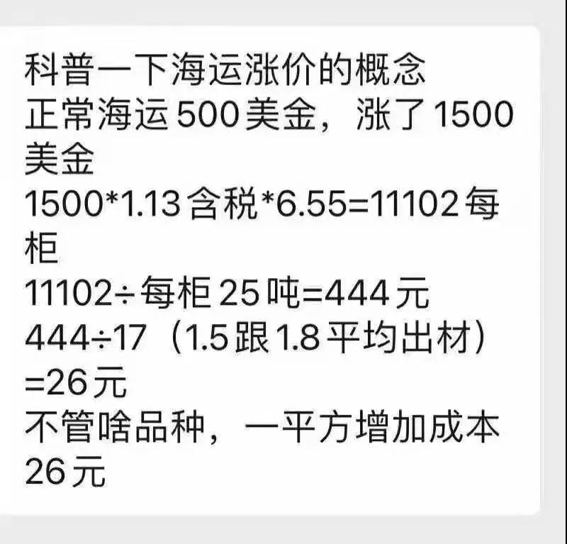 石材貿易關注 | 國際運費價格上漲,進口石材面臨漲價