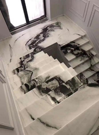天然 大理石紋路如何發(fā)揮美的極致案例之追紋石材樓梯的加工流程 大理石追紋